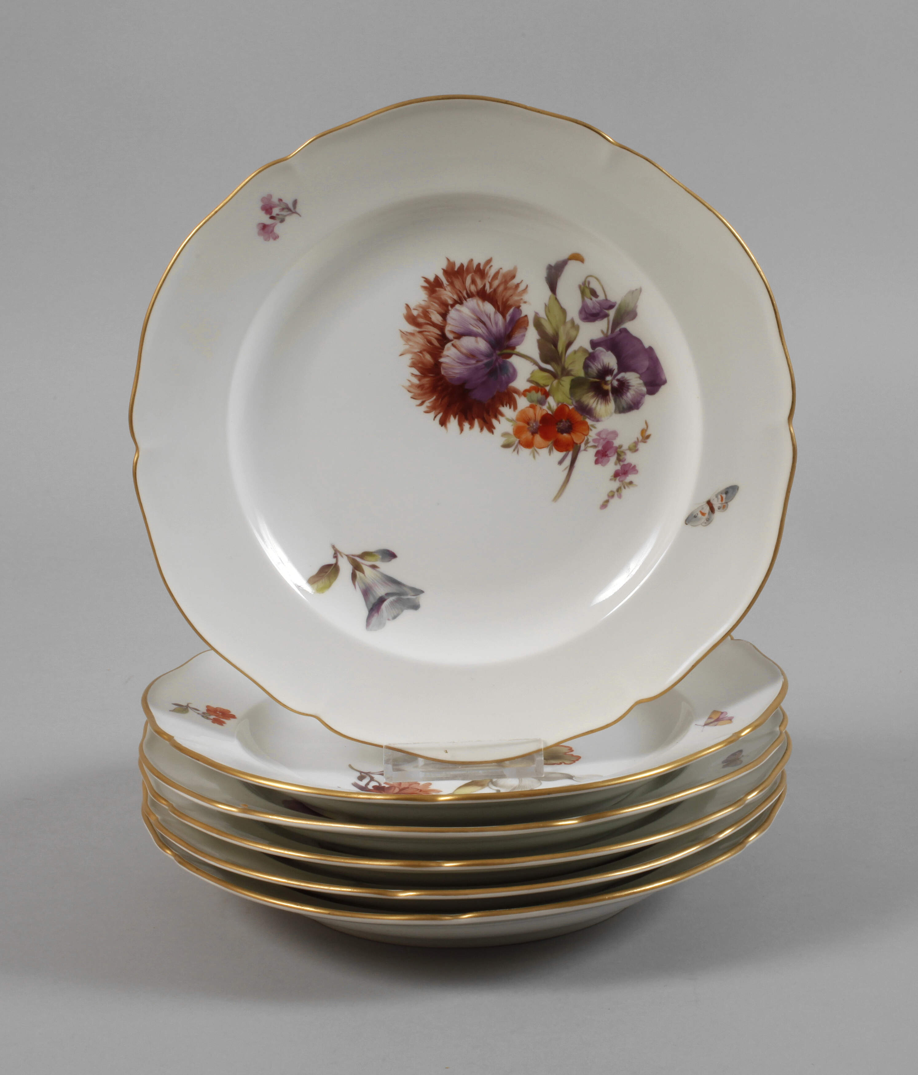 KPM Berlin sechs Speiseteller Weichmalerei