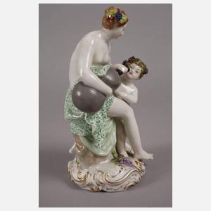 KPM Berlin Bacchantin mit Weinschlauch und Knabe