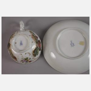 Meissen Teetasse mit Untertasse Vogelmalerei