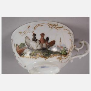 Meissen Teetasse mit Untertasse Vogelmalerei