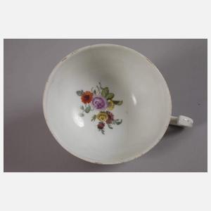 Meissen Teetasse mit Untertasse Vogelmalerei