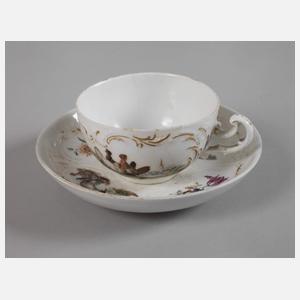 Meissen Teetasse mit Untertasse Vogelmalerei