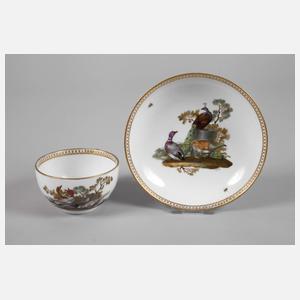 Meissen Teetasse mit Untertasse Vogelmalerei