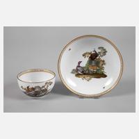 Meissen Teetasse mit Untertasse Vogelmalerei111