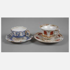 Meissen zwei Biedermeiertassen "Pressglasmuster"