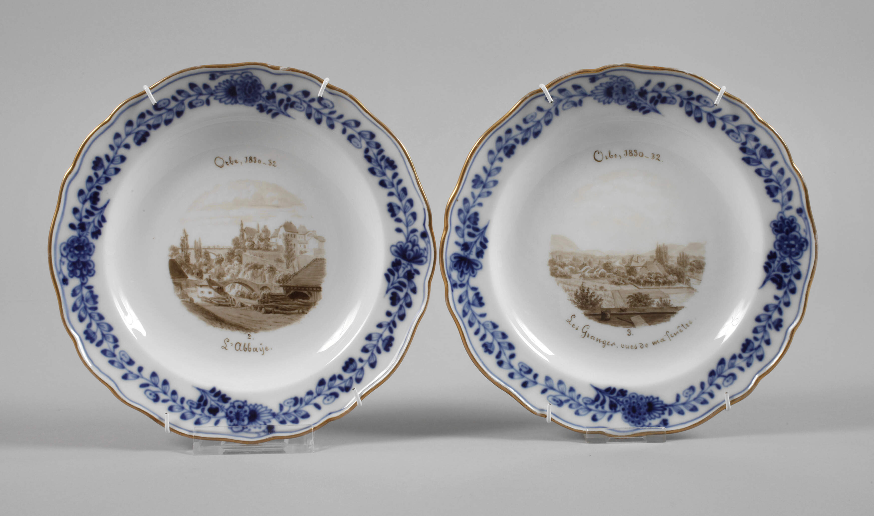 Meissen zwei kleine Ansichtenteller