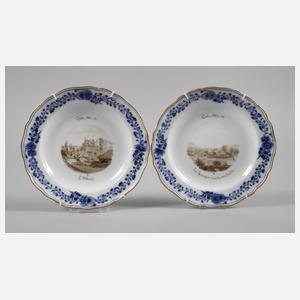 Meissen zwei kleine Ansichtenteller