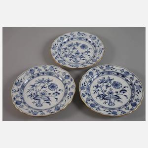 Meissen sechs Speiseteller "Zwiebelmuster"
