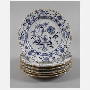 Meissen sechs Speiseteller "Zwiebelmuster"