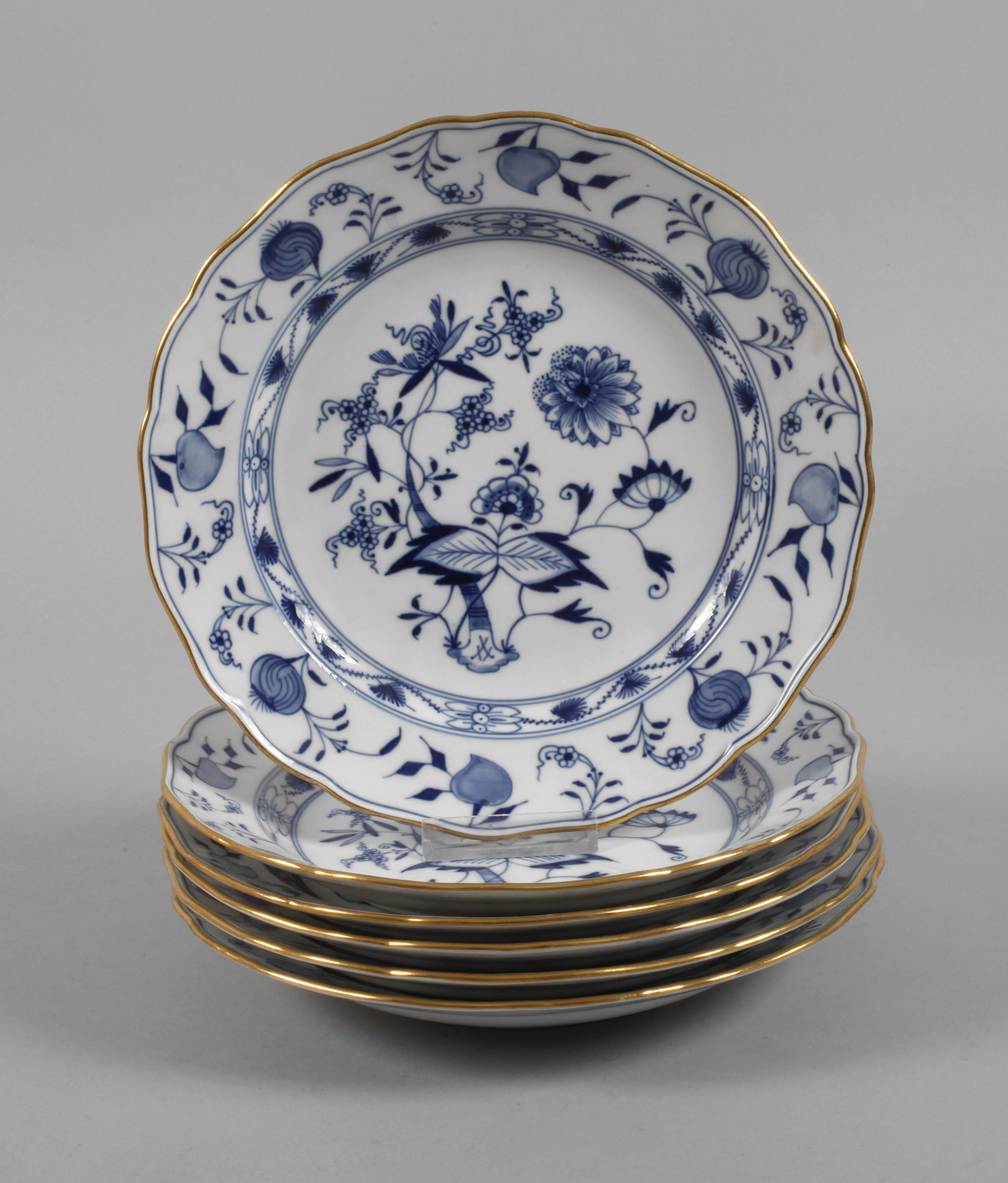 Meissen sechs Speiseteller "Zwiebelmuster"