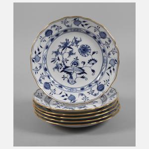 Meissen sechs Speiseteller "Zwiebelmuster"