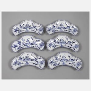 Sechs Grätenschalen Zwiebelmuster