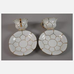 Meissen Mokkakanne und Paar Tassen "B-Form"