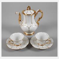 Meissen Mokkakanne und Paar Tassen "B-Form"111