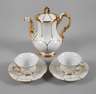 Meissen Mokkakanne und Paar Tassen "B-Form"