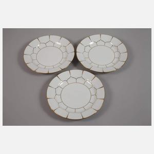 Meissen sechs Kuchenteller und Kuchenplatte "B-Form"