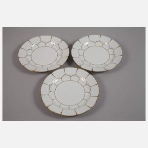 Meissen sechs Kuchenteller und Kuchenplatte "B-Form"