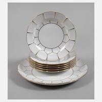 Meissen sechs Kuchenteller und Kuchenplatte "B-Form"111
