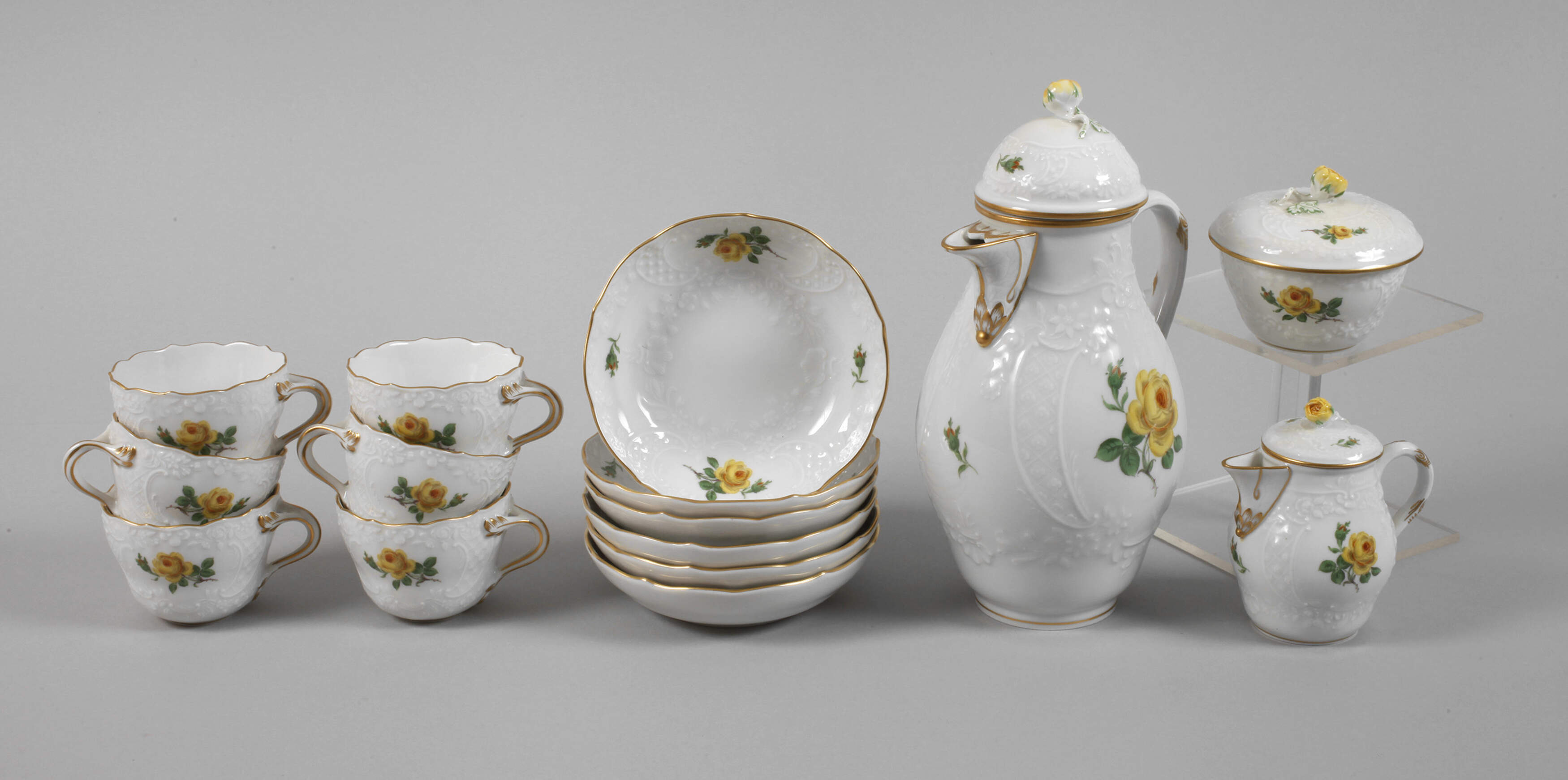 Meissen Mokkaservice "Gelbe Rose"