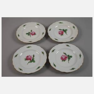Meissen sieben Kuchenteller "Rote Rose"