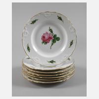 Meissen sieben Kuchenteller "Rote Rose"111