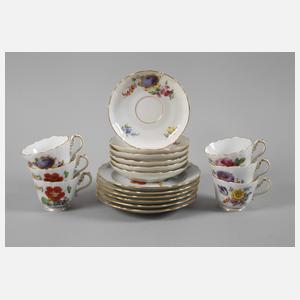 Meissen sechs Kaffeegedecke "Blume 3"