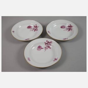 Meissen sechs Suppenteller "Blume 3, schräg"