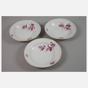 Meissen sechs Suppenteller "Blume 3, schräg"