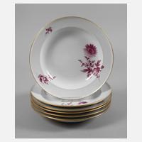 Meissen sechs Suppenteller "Blume 3, schräg"111