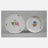 Meissen Tortenplatte und Kuchenteller Blumenmalerei111