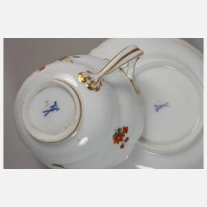 Meissen sechs Café au Lait-Tassen Blumenmalerei