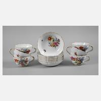 Meissen sechs Café au Lait-Tassen Blumenmalerei111