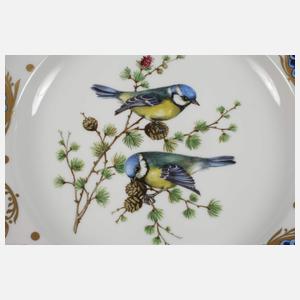 Meissen fünf Teller und Platte Vogelmalerei
