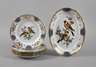 Meissen fünf Teller und Platte Vogelmalerei