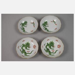 Meissen Mokkaservice und Wandteller "Mingdrache"