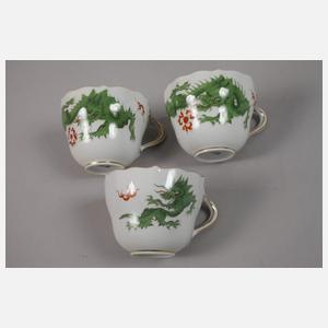 Meissen Mokkaservice und Wandteller "Mingdrache"