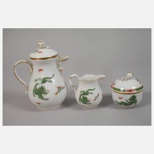 Meissen Mokkaservice und Wandteller "Mingdrache"