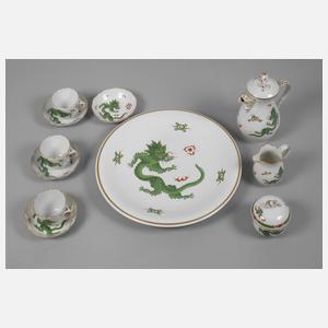 Meissen Mokkaservice und Wandteller "Mingdrache"