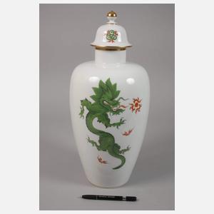 Meissen große Deckelvase "Grüner Mingdrache"