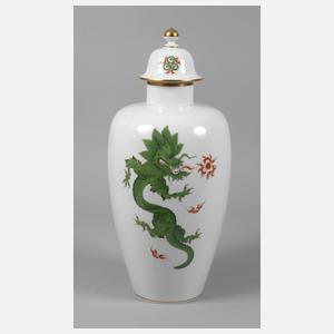 Meissen große Deckelvase "Grüner Mingdrache"