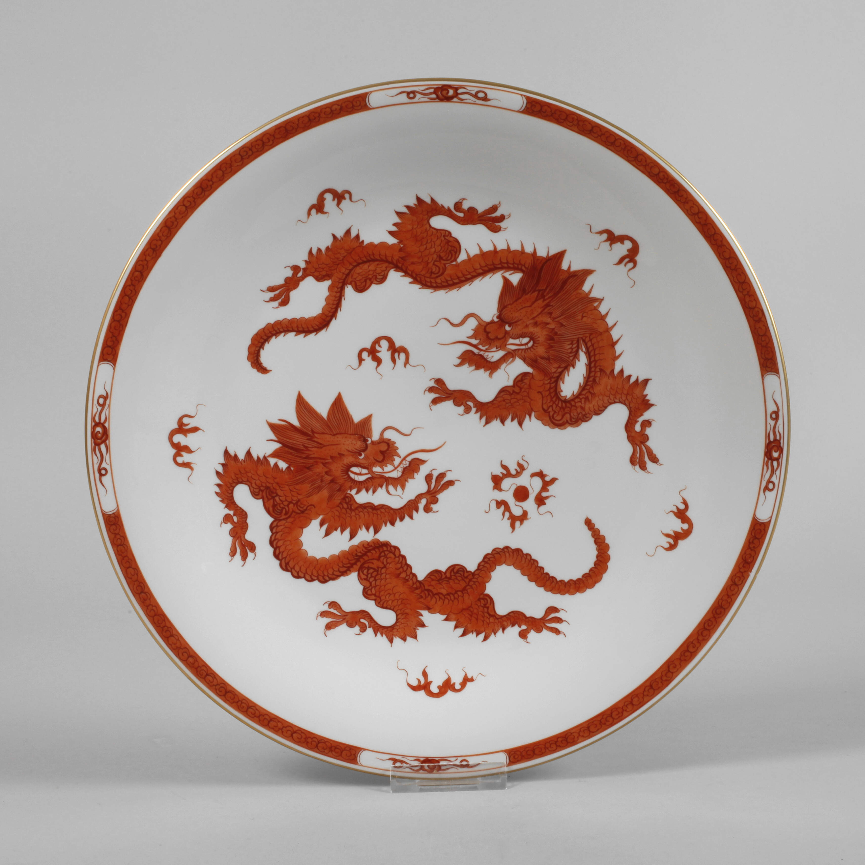 Meissen große Platte "Roter Mingdrache"