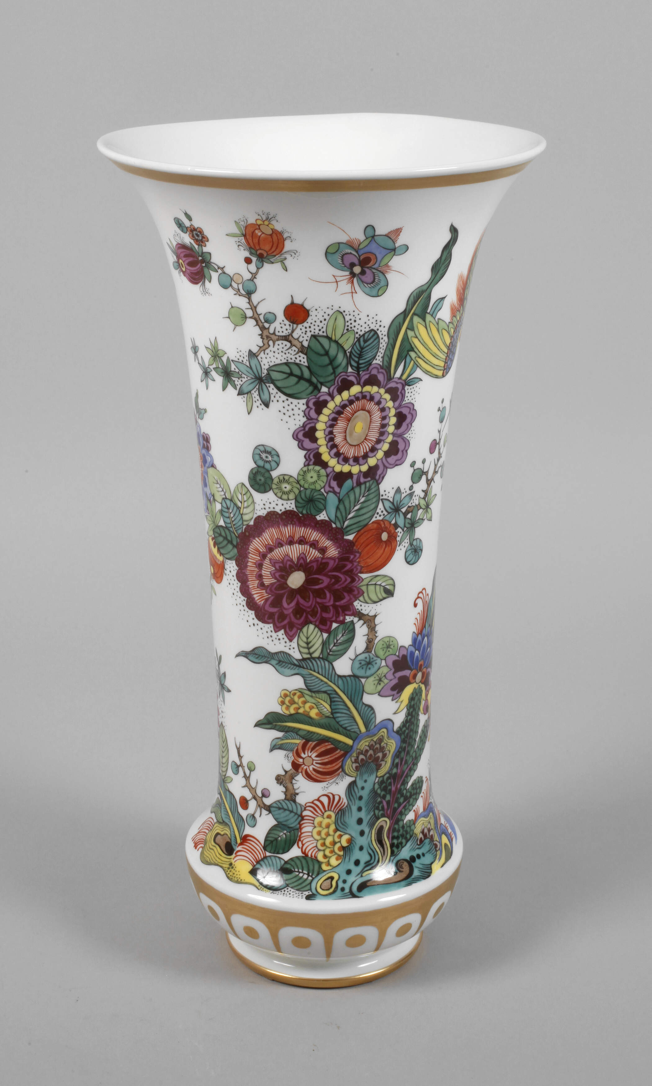 Meissen große Flötenvase Indischmalerei