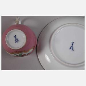 Meissen Konvolut Mokkatassen Purpurdekor