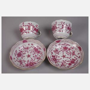 Meissen Konvolut Mokkatassen Purpurdekor