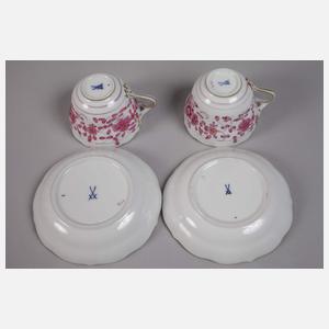 Meissen Konvolut Mokkatassen Purpurdekor