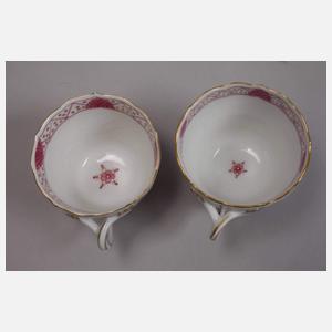 Meissen Konvolut Mokkatassen Purpurdekor