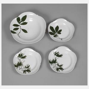 Meissen Schale und drei Teller "Großer Ausschnitt"