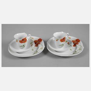 Meissen zwei Kaffeegedecke "Wellenspiel-Relief"