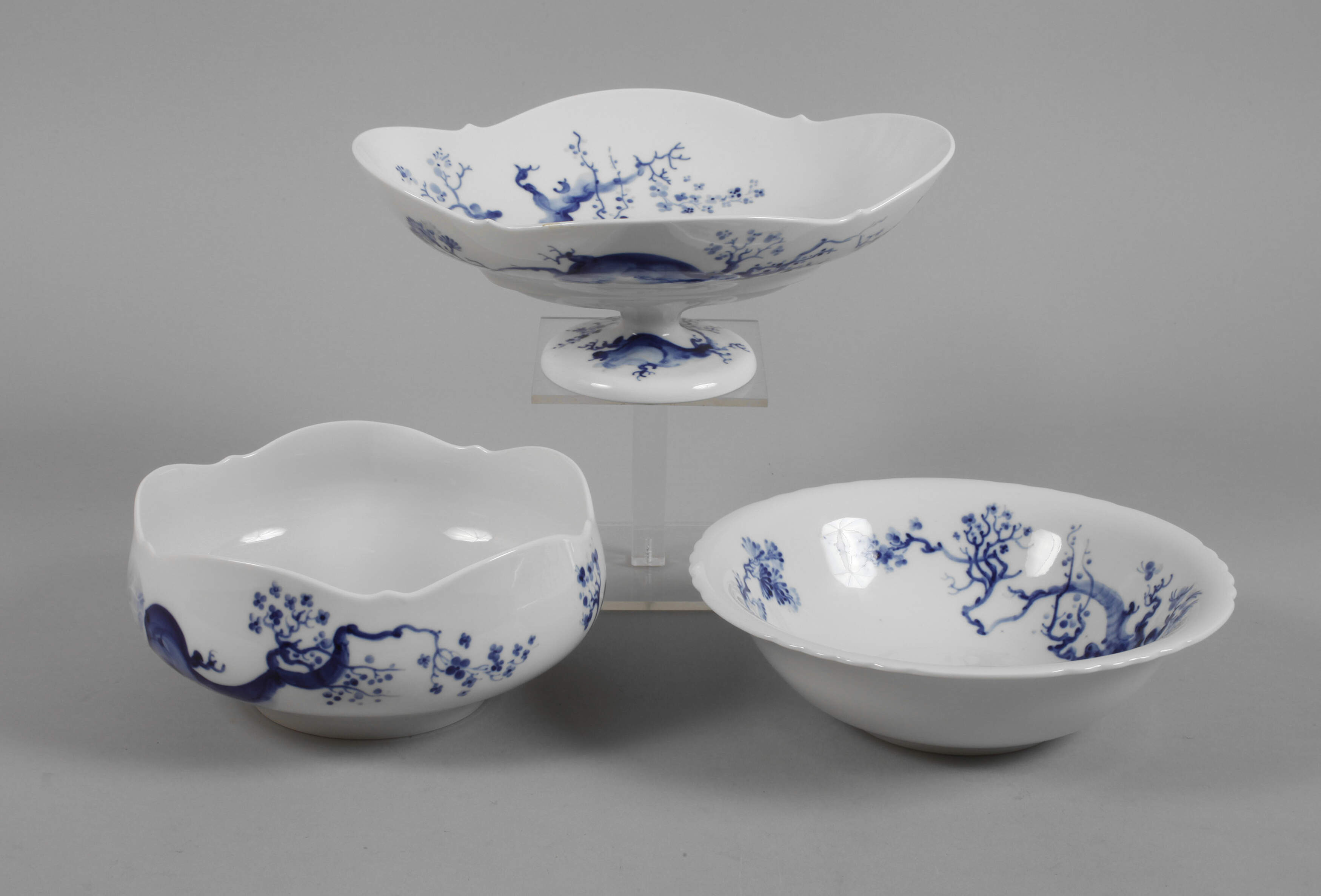 Meissen drei Schalen Blaumalerei