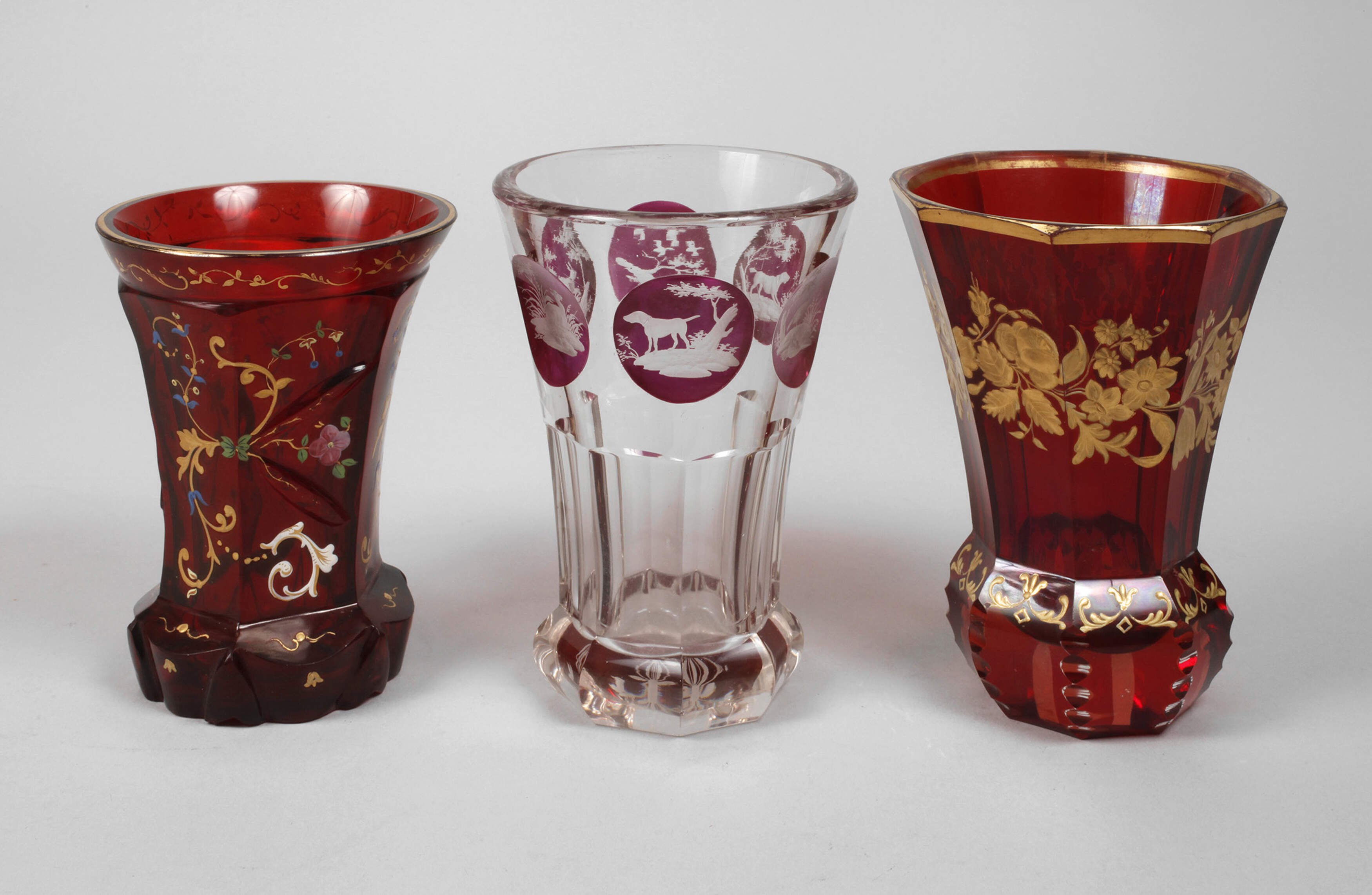 Drei Bechergläser Biedermeier